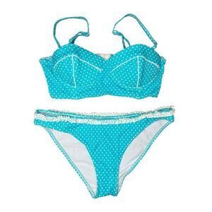 Sheridyn Swim Women’s Medium Polka Dot Bikini Blue Two Piece Swimwear NEW